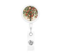 Fruit Under The Tree Retractable Badge Reel Holder with Clip and Keychain Name Badge Reel Funny Cute Badge Clips Id Card Badge Holder for Office Worker Doctor Nurse
