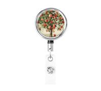 Fruit Under The Tree Retractable Badge Reel Holder with Clip and Keychain Name Badge Reel Funny Cute Badge Clips Id Card Badge Holder for Office Worker Doctor Nurse