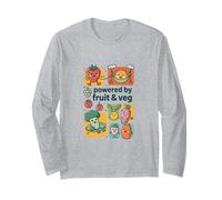 Fruit Veg Powered Vegan Kids Cute Kawaii Design Long Sleeve T-Shirt