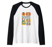 Fruit Veg Powered Vegan Kids Cute Kawaii Design Raglan Baseball Tee