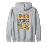 Fruit Veg Powered Vegan Kids Cute Kawaii Design Zip Hoodie
