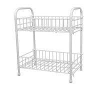 Fruit Vegetable 2 Tier Rack Storage Shelf Organizer Stand CART Trolley Kitchen (White, 2 Tier) (White, 2 Tier) (2 Tier Fruit and Veg Rack, 2)