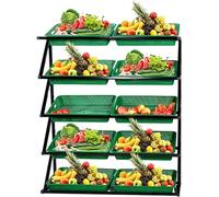Fruit Vegetable Display Shelf - 4/5 Layer Stand with 8/10 Baskets for Retail Pantry, Convenience Stores & Kitchens, Large Capacity Snack Storage Organizer