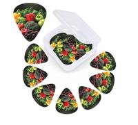 Fruit Vegetable Print Guitar Picks 12 Pack with Custom Organizer Storage Box Guitar Accessories Ukulele for Acoustic Guitar Bass Gift of the Day