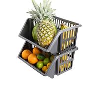 Fruit Vegetable Storage Rack Baskets Multifunction Basket for Kitchen Bathroom Living Room (Grey, 2 Racks)