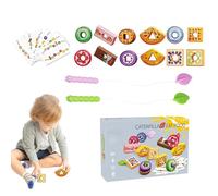 Fruit Veggie Threading Toy, Wooden Greedy Caterpillar Rope Toy, Sensory Play Learning Game, Fruit Veggie String Threading Toys, for Classroom Teaching Travel Car Road Trip