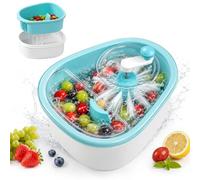 Fruit Washer and Spinner with Brush, Large Capacity Cleaning Bowl for Fruits Vegetables Salad, Produce Scrubber with Colander and Strainer, Portable Fruit Vegetable Cleaner for Kitchen