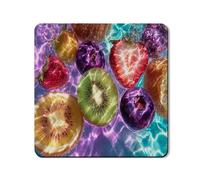 Fruit Washer Dryer Top Protector Mat, Colorful Berry Pattern Laundry Cover, Summer Rubber Anti-slip Waterproof Mats for Laundry Room 24x24 Inch
