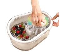 Fruit Washer Spinner Bowl, Fruits Washing Machine, 12.6x9.45 Inches, Large Capacity Prep Tool, Crank Rotating Design for Home Cooking and Vegetable Cleaning, Creamy Color