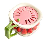 Fruit Washing Bowl with Strainer, 2-in-1 Berries Fruit Washer and Drip Corp, Kitchen Strainer with Lid and Hidden Foldable Handle, for Fridge, Stackable Container for Washing Fruit, Vegetables, PP