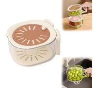 Fruit Washing Bowl With Strainer, Fruit And Vegetable Washing Bowl With Lid, Small Plastic Food Strainers With Lid, Colander Draining Basket With Handle,vegetable Draining, Food Storage for Fridge