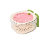 Fruit Washing Drain Basket Vegetable Dehydrator with Handle - Adjustable Knob Colander Strainer for Sink - Quick Dry Food Storage Bowl 15cm(Pink)