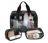 Fruit Watermelon Travel Makeup Bag for Women Men, Translucent Cosmetic Bags 3 Pcs Large Shower Wash Pouch Toiletry Cosmetic Toiletries Organizer