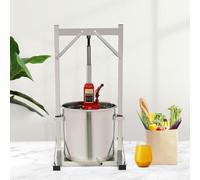 Fruit Wine Press - 22L Stainless Steel Cider Press with Hydraulic Jack for Juice Making - Ideal for Apple, Wine, Carrot, Orange, Berry, and Vegetable Pressing