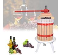 Fruit Wine Press 6 Liter, Manual Cider Maker with Pressure Plate, 4 Pressing Blocks & Mesh Bag for Home Juicing of Grapes, Apples, Berries
