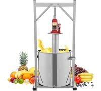 Fruit Wine Press, Stainless Steel Cider Press with Hydraulic Jack for Juice Making, Ideal for Apples, Oranges, Berries, and Vegetables, 12L Capacity