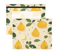 Fruit Yellow Pears 3 Ring Binder Clear Binders Pencil Pouches Bags Case(2 Pack)