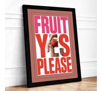 Fruit Yes Please Typography Framed Wall Art Print A3 Black