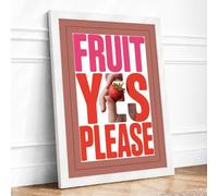 Fruit Yes Please Typography Framed Wall Art Print A4 White | Ready to Hang, Premium Gi Paper, Fade-Resistant Inks, Securely Packaged, UK Made