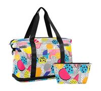 Fruits Abstract Style Colorful Foldable Large Bag Weekender Overnight Bag with Toiletry Bag for Trekking