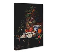 Fruits And Oysters Vol.2 By Abraham Mignon Classic Painting Canvas Wall Art Print Ready to Hang, Framed Picture for Living Room Bedroom Home Office Décor, 30x20 Inch (76x50 cm)