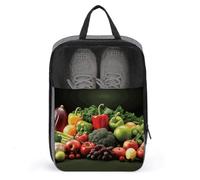 Fruits And Vegetables Shoe Bag Travel Shoe Organizer Water-Resistant Shoe Pouch with Zipper Sneaker Dust Bag, gray, One Size, Modern