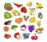 Fruits and Vegetables Thick Gel Clings Window Decals 23Pcs Removable and Reusable Cute Fruits Thick Gel Clings Vegetables Party Supplies Decor for Kids Adults Ornaments