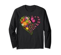 Fruits Berries Butterfly Heart Long Sleeve T-Shirt