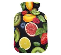 Fruits Black Fresh Travel hot Water Bottle with Soft Cover, 2L hotwater Bag for Arthritis, Arthritis, bolsas para agua Caliente