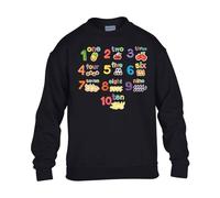 Fruits Boys Sweatshirt Math Numbers World Book Day Kids Girls UnisexSchool Gift Christmas Jumper Black - Youth Small (Age 5-6)