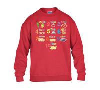 Fruits Boys Sweatshirt Math Numbers World Book Day Kids Girls UnisexSchool Gift Christmas Jumper Red - Youth Medium (Age 7-8)