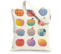 Fruits Canvas Tote Bag, Funky Reusable Shopping Bags, Eco-Friendly Lightweight Cotton Shoulder Straps 13x15 Inch