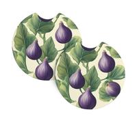Fruits Fig Leaves Pattern Car Cup Holder Coasters
