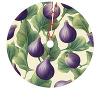 Fruits Fig Leaves Pattern Christmas Tree Skirt 122 CM | Christmas Tree Base Cover, Soft Brushed Polyester Tree Skirt for Holiday Festive Party Supplies, Home Office Floor Decor