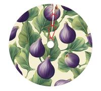 Fruits Fig Leaves Pattern Christmas Tree Skirt 91 CM | Christmas Tree Base Cover, Soft Brushed Polyester Tree Skirt for Holiday Festive Party Supplies, Home Office Floor Decor