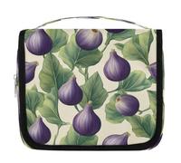 Fruits Fig Leaves Pattern Travel Toiletry Bag with Hanging Hook, Waterproof Hanging Makeup Organizer Portable Cosmetic Bag for Women & Men Travel Essentials Accessories