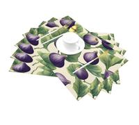Fruits Fig Leaves Pattern Vinyl Placemats Set of 4, Heat-Resistant Washable Woven PVC Table Mats for Kitchen Dining Table Restaurant Party Holiday Gatherings