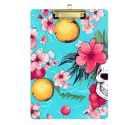 Fruits Flowers Blue Skulls Fresh Summer Acrylic Automotive Clip Board Standard Letter A4 Size Hard Board for Legal Women Basketball Coaches Gold 12x9in Tabla para escribir