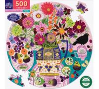 eeBoo Piece & Love: Fruits & Flowers - 500 Piece Puzzle - Adult Round Jigsaw, 23" Diameter, Includes Image Reference Insert, Pieces