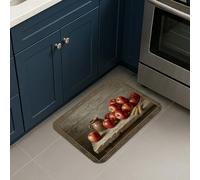 Fruits Kitchen Mats for Floor, Rustic Traditional Plate Bowl Fall Red Washable Comfort Decorative Kitchen Mats for Sink Area Laundry Room Entryway Hallway 16x24 Inch