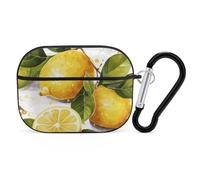 Fruits Lemon AirPods Pro Case Cover with Keychain Ring PC Hard Shell Protective Case for AirPods Pro 2nd for Women Men Generation Easy Open Full Drop Protection Cover Black-Style