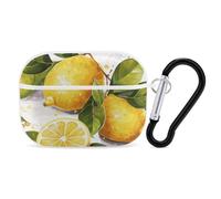 Fruits Lemon AirPods Pro Case Cover with Keychain Ring PC Hard Shell Protective Case for AirPods Pro 2nd for Women Men Generation Easy Open Full Drop Protection Cover White-Style