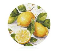Fruits Lemon Cutting Board, Round Tempered Glass Chopping Block Unique Kitchen Cutting Boards for Pizza, Vegetables, Fruits, Cheese And Charcuterie