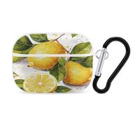 Fruits Lemon Earbuds Organizer Shockproof Protective Airpods Pro Cover with Carabiner Clip Anti Fall Carrying Earphone Case Cover for Airpods Pro 2nd Generation White