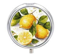 Fruits Lemon Pill Box Round Portable Small Pill Case Waterproof Travel Pill Box Organizer for Pocket Purse and Daily Convenience