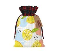 Fruits Lemon Print Xmas Drawstring Gift Bags Reusable Christmas Bags Birthday For Wrapping Needs