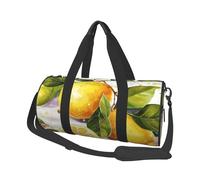 Fruits Lemon Travel Duffle Bag Carry On Weekender Overnight Bag Sport Gym Bag for Women Men Foldable Travel Duffle Round Duffle Bag for Travel Sports Gym, Black, One Size
