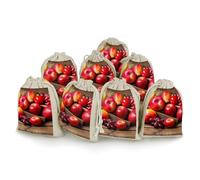 Fruits on Wood Bunches Pocket Cotton And Hemp with Drawstring 8 Pieces Reusable Gift Bags Jewelry Pouch for Wedding DIY Craft Party (4.9 X 6.7 Inch)