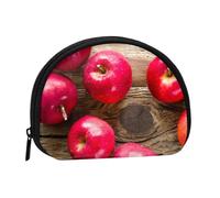 Fruits On Wood Full Format Printed Polyester Portable Mini Storage Bag Shell Shaped Wallet Small Coin Wallet Shell Storage Bag