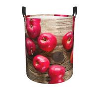Fruits On Wood Waterproof Polyester Fabric Single-Layer Laundry Hamper With Full Print Design,Sturdy Pe Rim,Dual Handles,For Home Car Storage